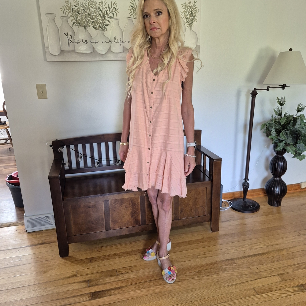 True Craft Light Pink Ruffled Mini Dress